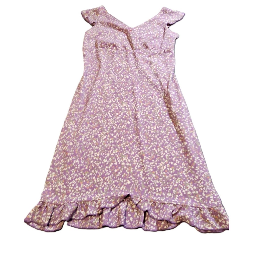 Esprit Womens Midi Dress SZ 7/8 Ditsy Floral Lilac Casual Career Workwear Travel